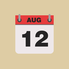 calendar flipping date time day month August simple flat vector illustration application app logo icon
