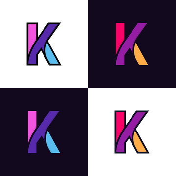 Clean colorful letter K logo icon sign flat design.