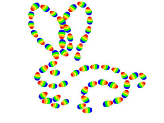 Easter bunny, a contour of eggs