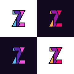 Clean colorful letter Z logo icon sign flat design.