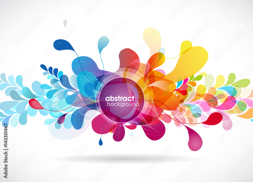 Canvas Prints abstract colored flower background with circles and brush strokes.