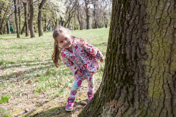 Spring Portrait of happy little girl