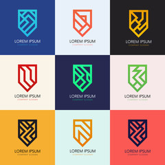 Clean shield signs logo elements for company symbol vector design.