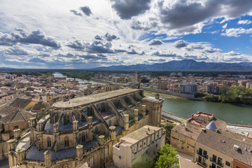 view of Cathedral og Tortosa from Suda castle. Catalonia, Spain