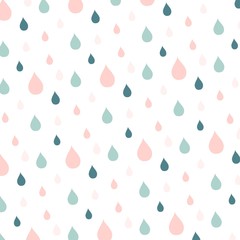  Blue and pink rain drops on white, stock vector illustration