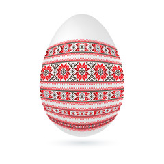 Easter ethnic ornamental egg with cross stitch pattern. Isolated on white background