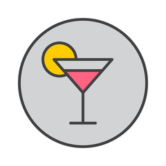 Cocktail glass filled outline icon, round colorful vector sign, circular pictogram. Symbol, logo illustration