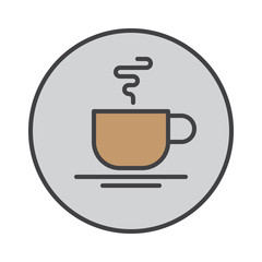 Hot coffee cup filled outline icon, round colorful vector sign, circular pictogram. Symbol, logo illustration