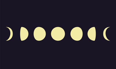Moon phases on blue background