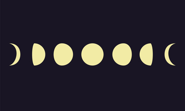 Moon phases on blue background