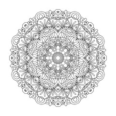 Mandala. Ethnic decorative round element. Hand drawn lacy pattern. Islam, Arabic, Indian, ottoman motifs Boho style