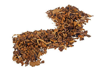 Dried smoking tobacco isolated on a white background