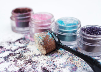 Beautiful pigments and makeup brush.