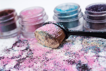 Beautiful pigments and makeup brush.