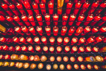 Candles in the church. sacred burning candles in the church. Church candles background. Selective focus.