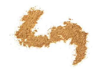 Pile of cinnamon powder isolated on a white background