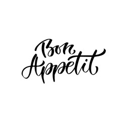 Modern vector lettering. Hand lettered quote for wall poster. France phrase Bon appetit in english enjoy your meal - obrazy, fototapety, plakaty