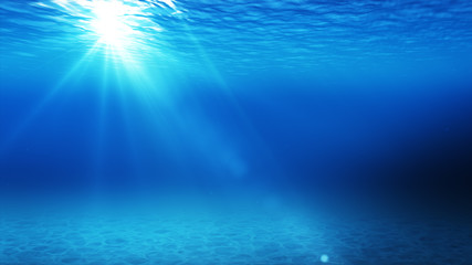 Tranquil blue underwater scene with copy space