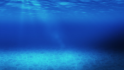 Tranquil blue underwater scene with copy space