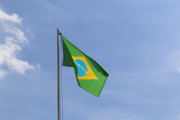 National flag of Brazil on a flagpole