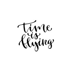 Modern vector lettering. Inspirational hand lettered quote for wall poster. Printable calligraphy phrase. T-shirt print design. time is flying