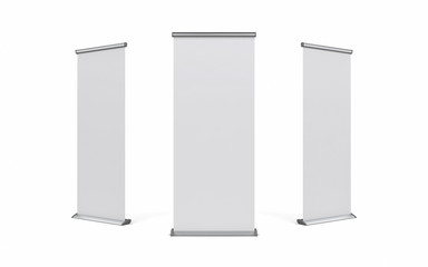 Blank roller banner set. 3d illustration isolated white background