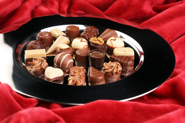 a lot of variety chocolate pralines