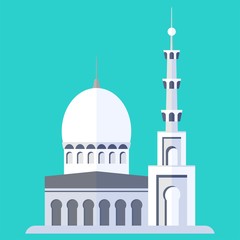 mosque on blue background