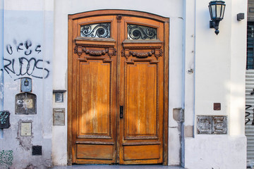 Vintage Door with Graffiti