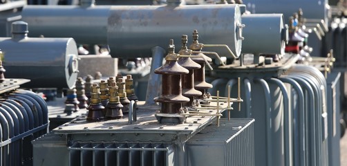 large deposit of old voltage transformers used in substations