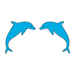 Two blue dolphins