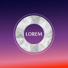 Background of purlpe and pink gradient with grayscale polygonal circle