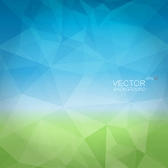 Sky and green field polygonal background
