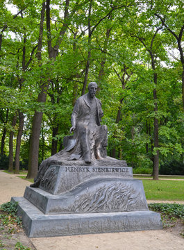 WARSAW, POLAND. A monument to the famous writer Henryk Sienkiewicz in the Lazenki park