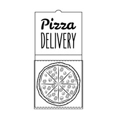 Pizza Box Pizza Delivery. 24 Hours. Label Pizzeria. Design Elements Vector