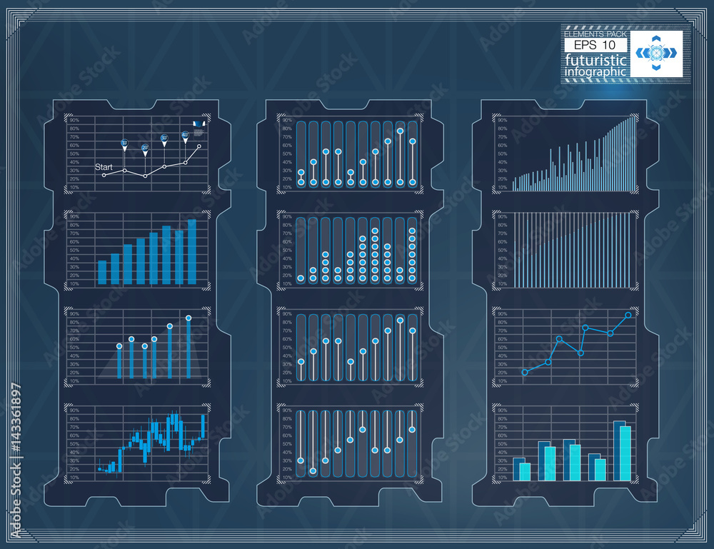 Poster hud background. infographic elements graphic set. digital data, business abstract background set. in