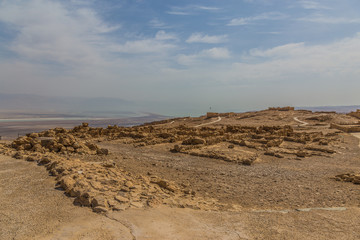View of the Dead Sea and Judaean Desert from the Masada Fortress.