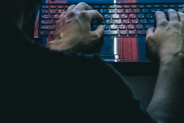 Russian hacker hacking the server in the dark