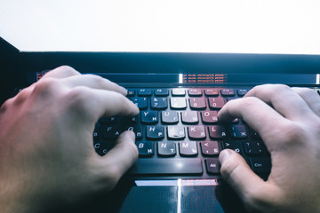 Russian hacker hacking the server in the dark