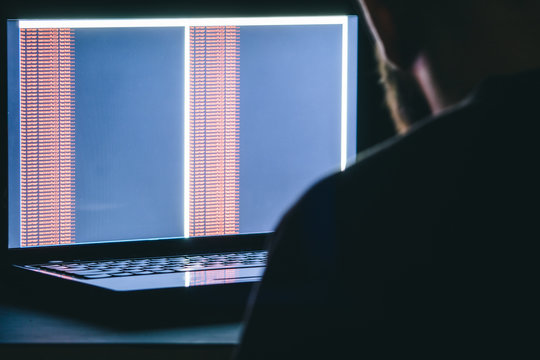 Russian hacker hacking the server in the dark