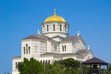 Fototapeta na wymiar Vladimir Cathedral. Orthodox church in the territory of Tauric Chersonesos. Sevastopol Crimea