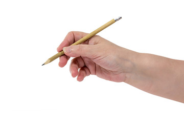 Hand is writing with a pencil
