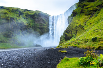 Fototapeta premium Skogafoss - huge waterfall in the south of Iceland