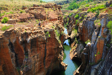 Bridge over the canyon at the Bourke's Luck potholes in the Blyde river, Mpumalanga, South Africa