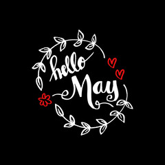 Hello may Hand Lettering Inscription.