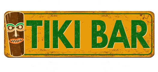 Tiki bar vintage rusty metal sign