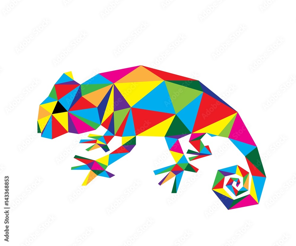 Wall mural geometric chameleon, art vector design