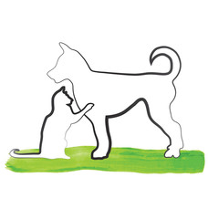 Cat and dog outline logo