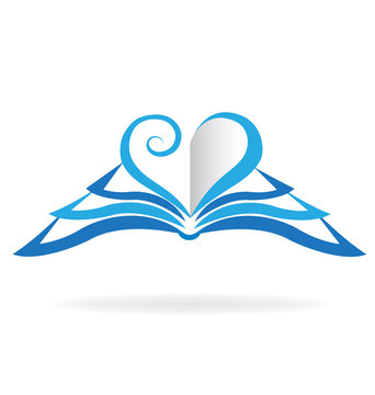 Book blue love heart logo