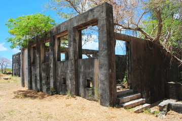 As Lito Airfield Ruins, Saipan Ruins of some structures at the As Lito airfield from the World War 11 remain as a tourist attraction near the Saipan International Airport in Saipan.